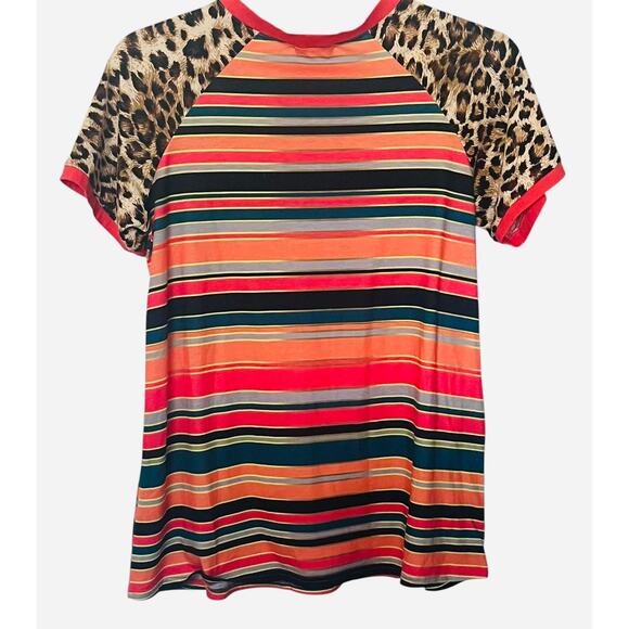 SOUTHERN STITCH T-SHIRT SHORT SLV CREW NECK, WOMEN, L, MULTICOLOR ANIMAL/STRIPES - Picture 6 of 12